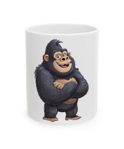 Cartoon Gorilla with Arms Crossed Ceramic Mug - Coffee Cup for Animal Lovers