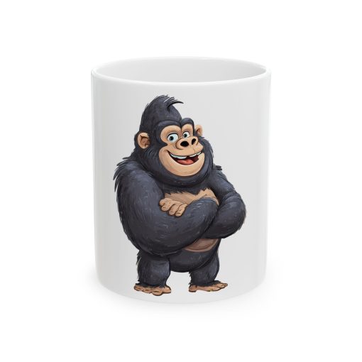 Cartoon Gorilla with Arms Crossed Ceramic Mug - Coffee Cup for Animal Lovers