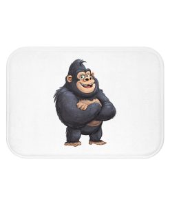 Cartoon Gorilla with Arms Crossed Bath Mat - Fun Bathroom Decor