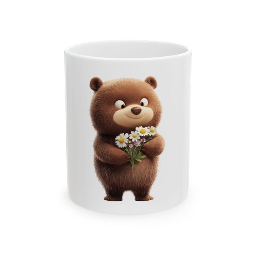 Cute Bear Holding Flowers Ceramic Mug