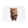 Cute Bear Bath Mat with Flowers, Adorable Bathroom Decor, Cozy Home Accessory for Kids
