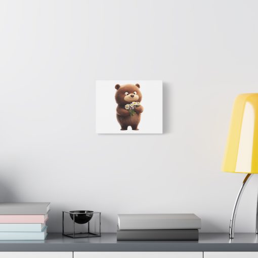 Cute Bear with Flowers Canvas Art, Nursery Wall Decor - Image 3