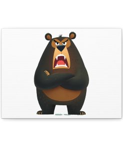 Angry Bear Canvas Print, Cartoon Wall Art, Fun Home Decor